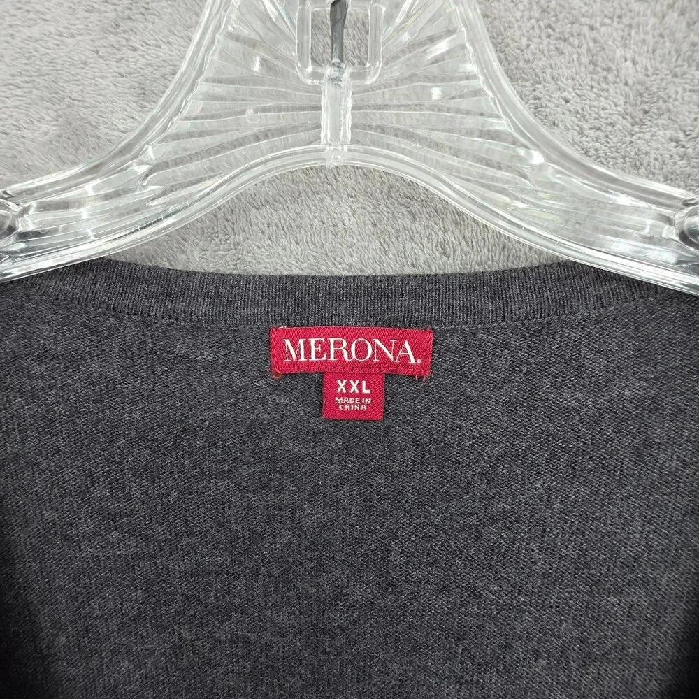 Merona Cardigan Sweater Bundle XXL Black White Grey Stripe Bling Button Up Knit
